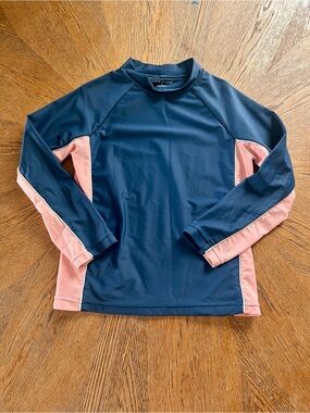 Janie and Jack | Navy and Pink Long-Sleeve Rash Guard